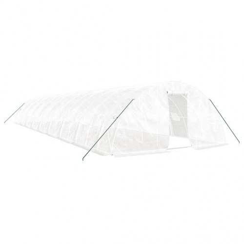 Drivhus med stålstel 90 m² 18 x 5 x 2,3 m hvid