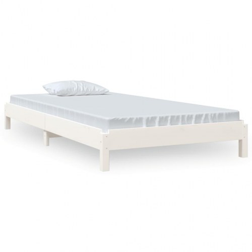 Stabelbar seng 75x190 cm massivt fyrretræ hvid