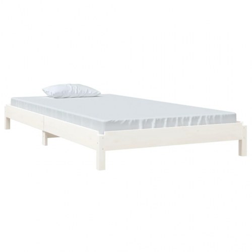 Stabelbar seng 75x190 cm massivt fyrretræ hvid