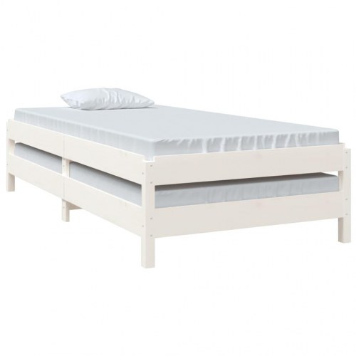 Stabelbar seng 75x190 cm massivt fyrretræ hvid