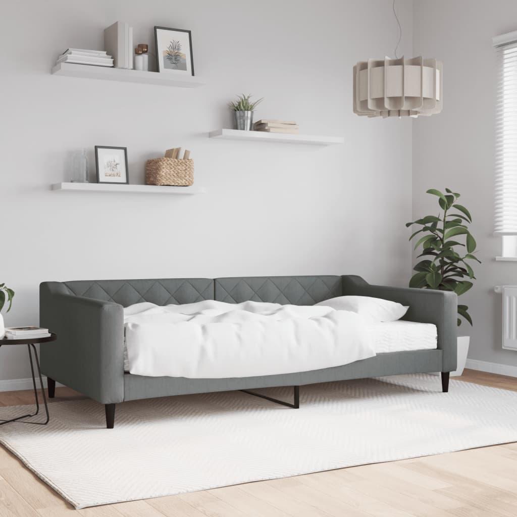 Daybed med madras 100x200 cm stof mørkegrå billede