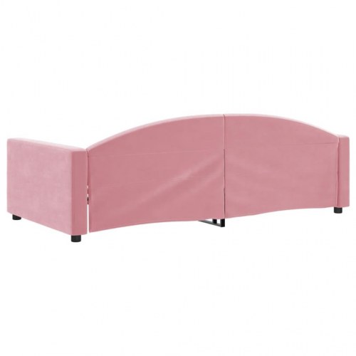 Daybed i velour 100x200 cm - lyserød sovesofa med ryglæn