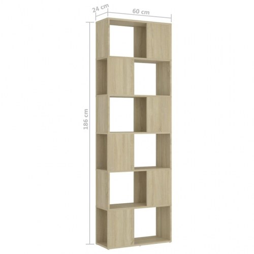 Bogreol/rumdeler 60×24×186 cm i konstrueret træ - sonoma-eg