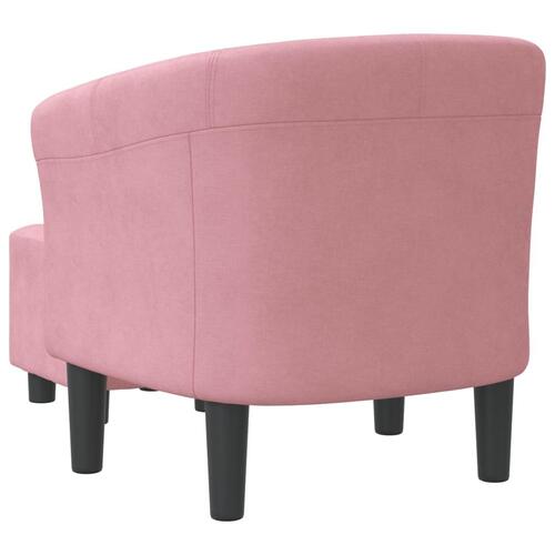 Lænestol med fodskammel velour pink