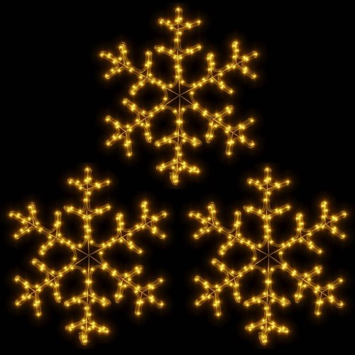 Snefnug 3 stk. 59x59 cm med LED-lys varmt hvidt lys