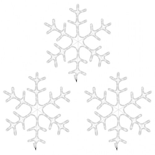 Snefnug 3 stk. 59x59 cm med LED-lys varmt hvidt lys