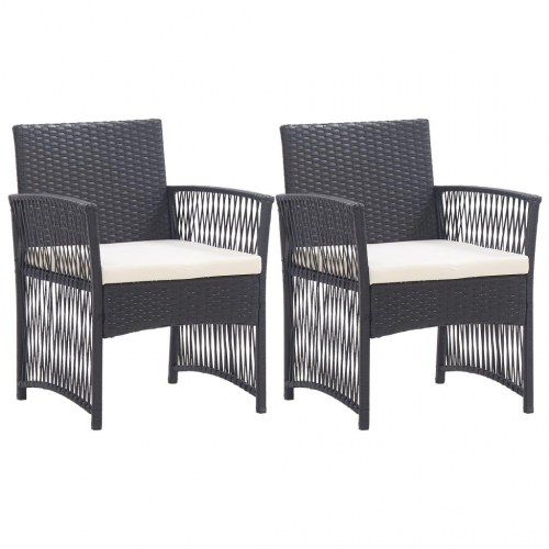 Havestole med hynder 2 stk. polyrattan sort