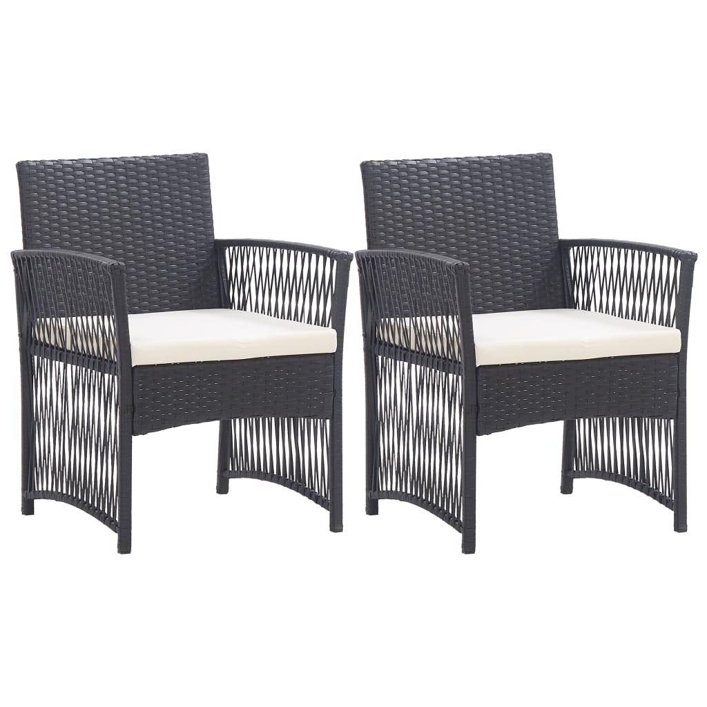 Havestole med hynder 2 stk. polyrattan sort
