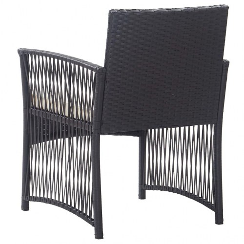 Havestole med hynder 2 stk. polyrattan sort