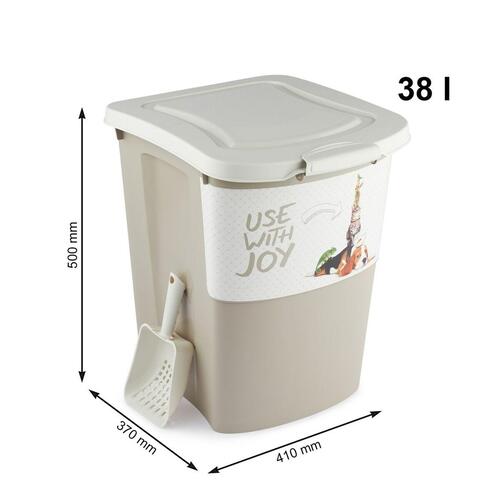 Rotho spandbeholder til foder - Beige, 38 l plastik