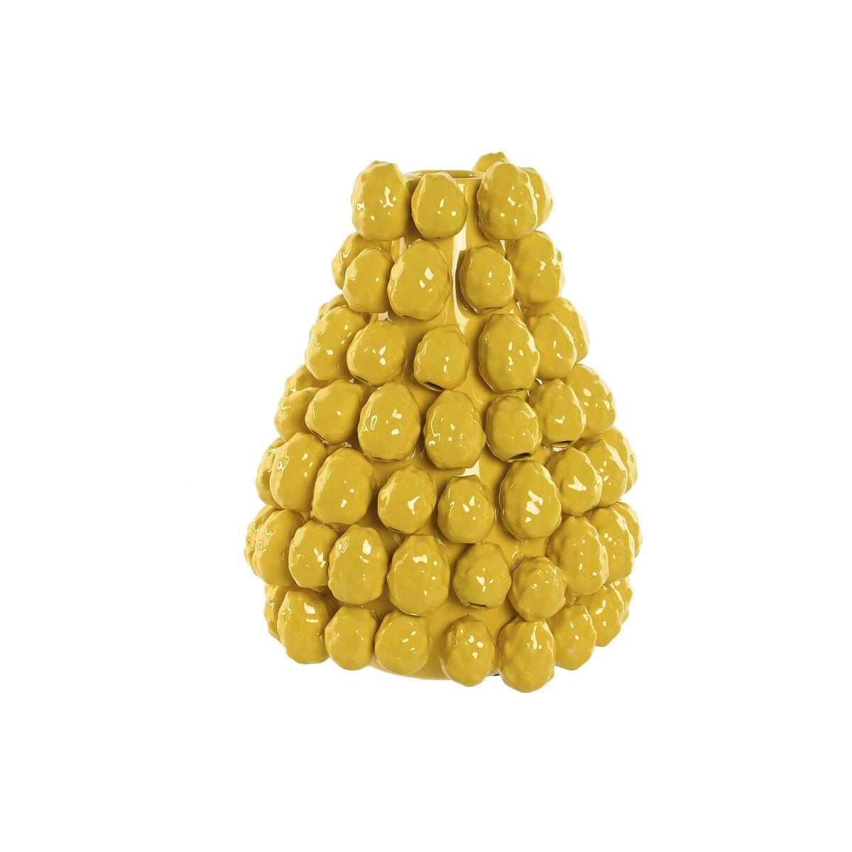 Vase Home Esprit Gul Keramik Stentøj Tropisk 26 X 26 X 33 Cm