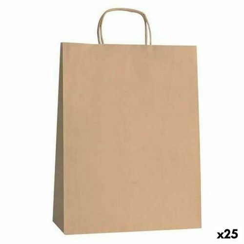 Fama gaveposer brun med hank 21 × 11 × 29 cm - 25 stk, 125 g/m²