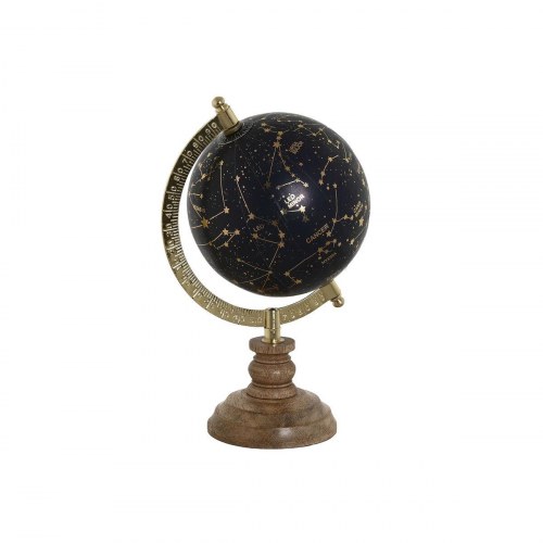 Globus - blå/guld på natur træfod, vintage 15 × 15 × 24 cm