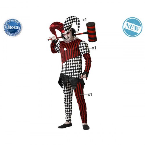 Halloween kostume til voksne M/L - nar-motiv med bukser, skjorte og kasket