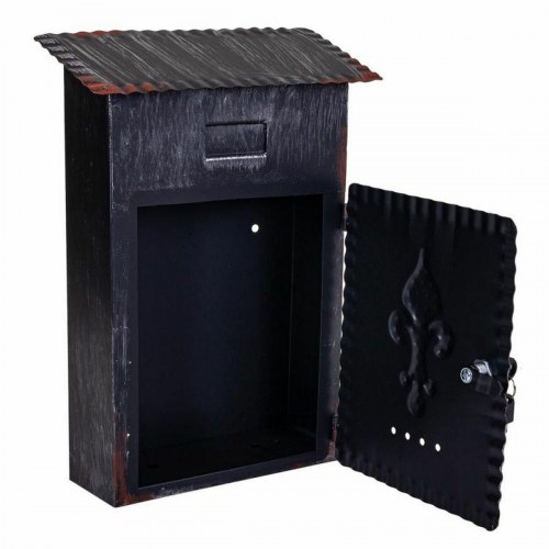 Brevkasse i jern - Alexandra House Living, sort, 11 × 37 × 27 cm