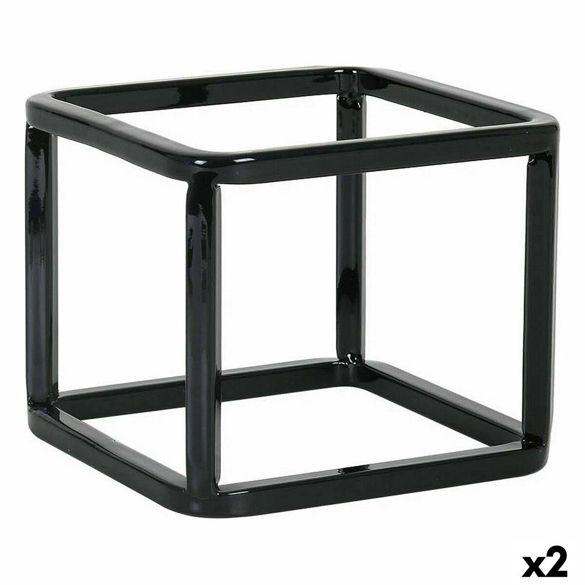 Inde multibrug køkkenkurv i metal, 12 × 12 × 10 cm, 2-pak (sort)