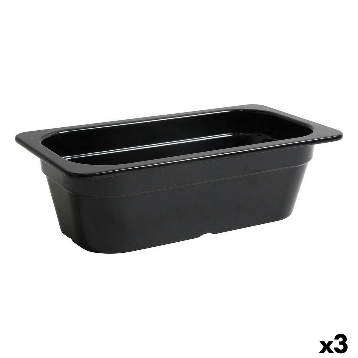 Inde serveringsfad / køkkenbakke - sort 32,5 × 17,6 × 10 cm (3-pak)