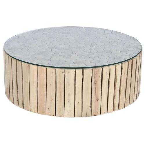 Sofabord Home ESPRIT Natur Krystal Eucalyptus 90 x 90 x 30 cm