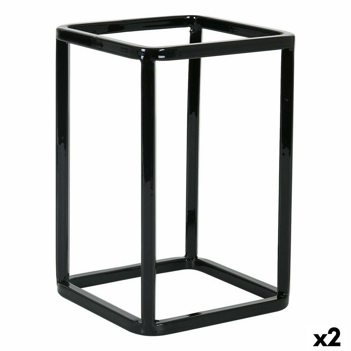 Inde multibrug køkkenkurv/holder i metal - sort, 12 × 12 × 18 cm (2 stk.)