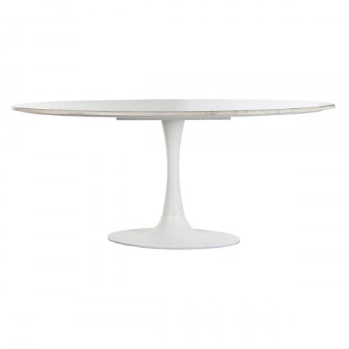 Spisebord - hvid metal og marmor, 180 × 100 cm