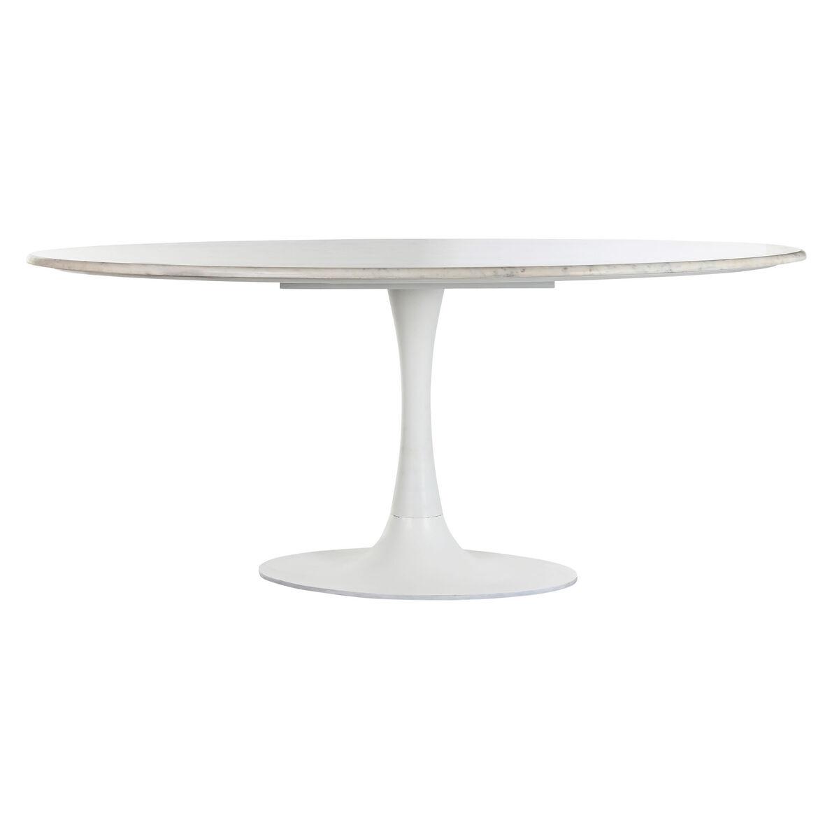 Spisebord - hvid metal og marmor, 180 × 100 cm