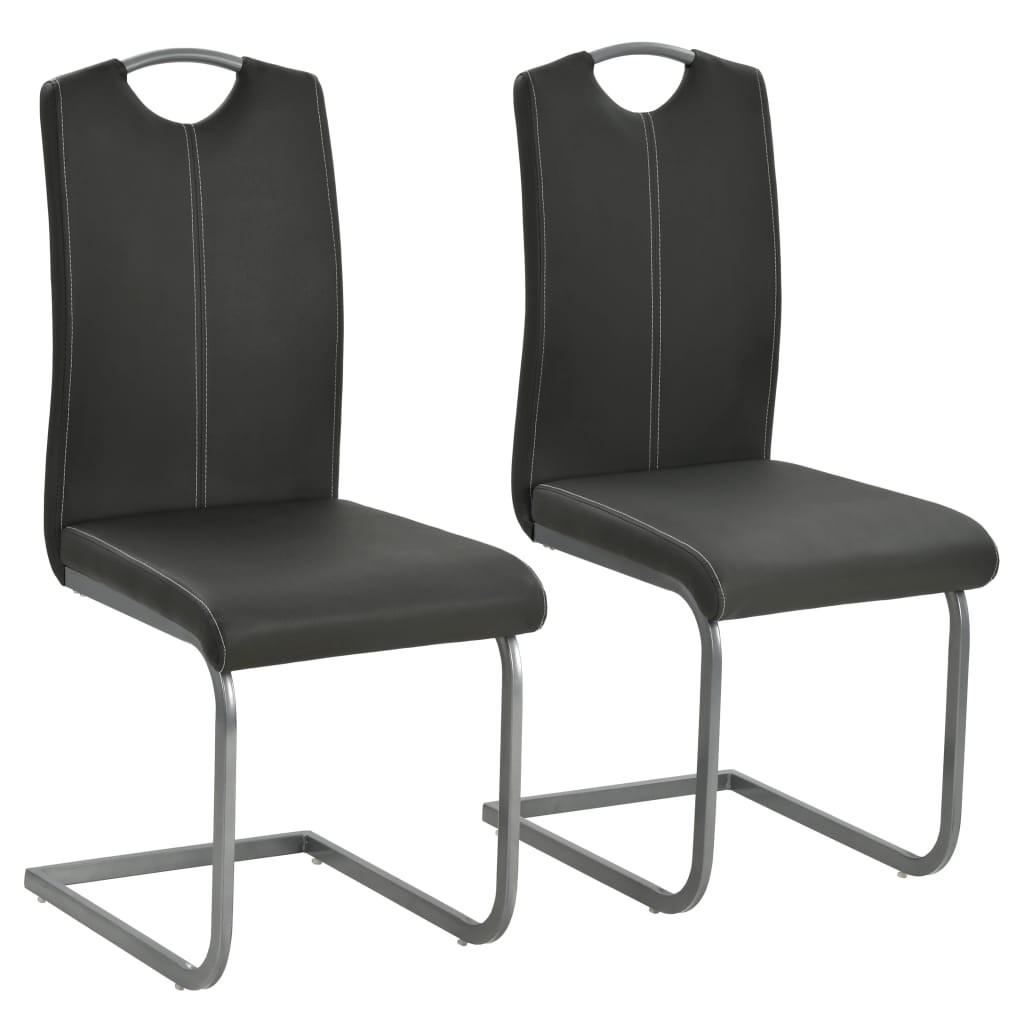 Spisebordsstole med cantilever 2 stk. kunstlæder grå