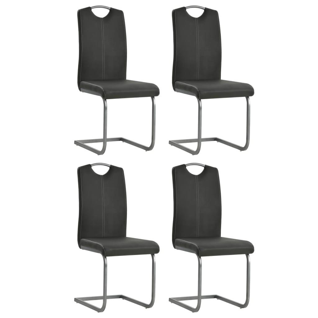 Spisebordsstole med cantilever 4 stk. kunstlæder grå