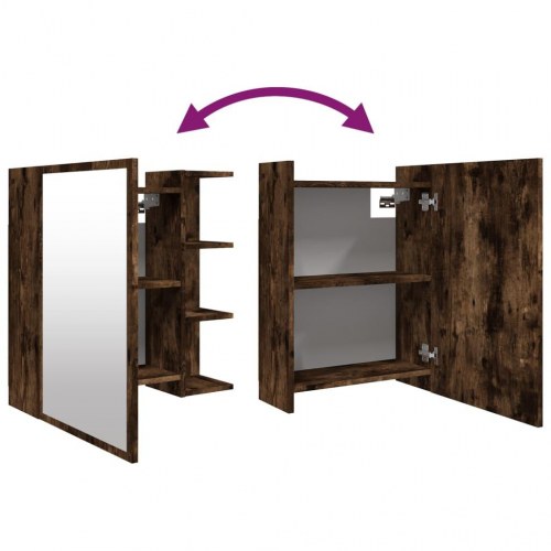 Vægskab med spejl 62,5x20,5x64 cm konstrueret træ røget eg