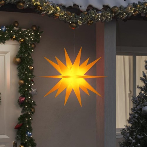 Julestjerne med LED-lys foldbar 77 x 100 cm - gul