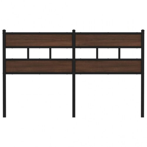 Sengegavl 160 cm stål og konstrueret træ brun egetræsfarve