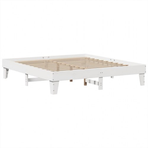 Sengeramme 200 x 200 cm i massivt fyrretræ - hvid