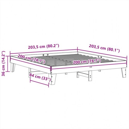 Sengeramme 200 x 200 cm i massivt fyrretræ - hvid