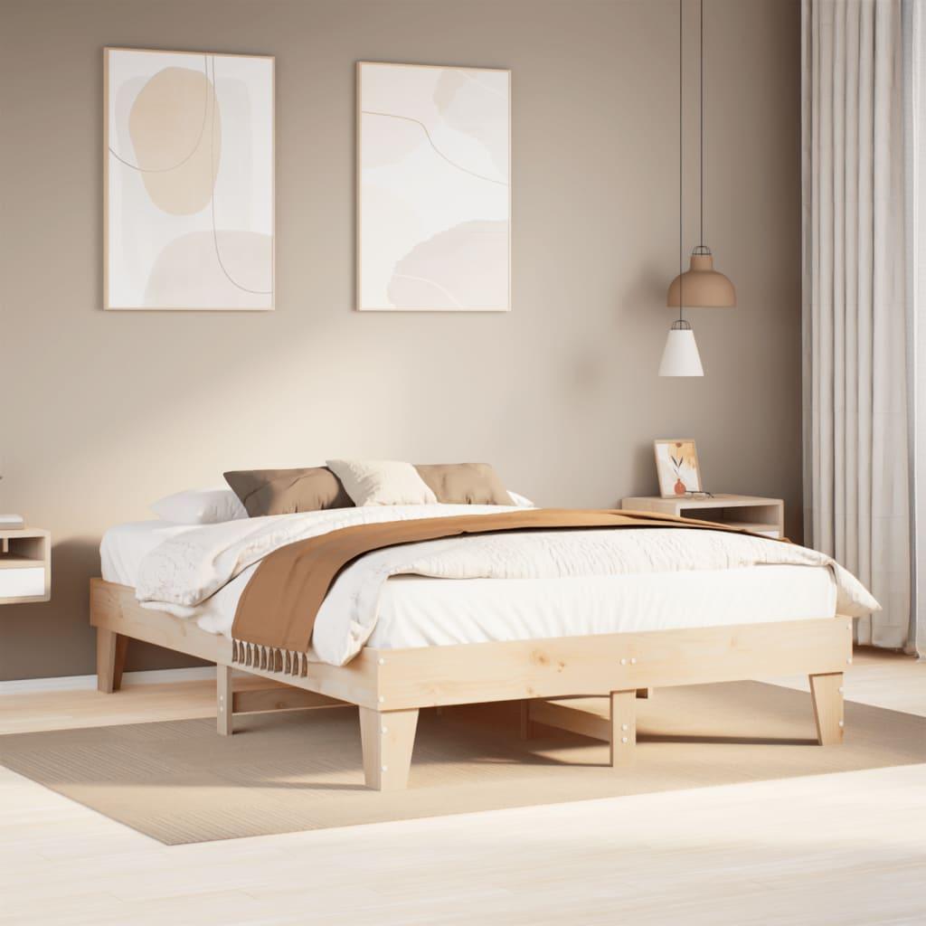 Sengeramme Uden Madras Massivt Fyrretræ - Naturfarvet / 150 x 200 cm