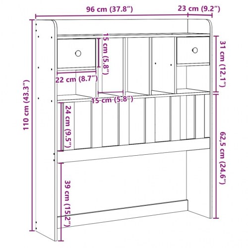 Sengegavl med opbevaring 90 cm - hvid