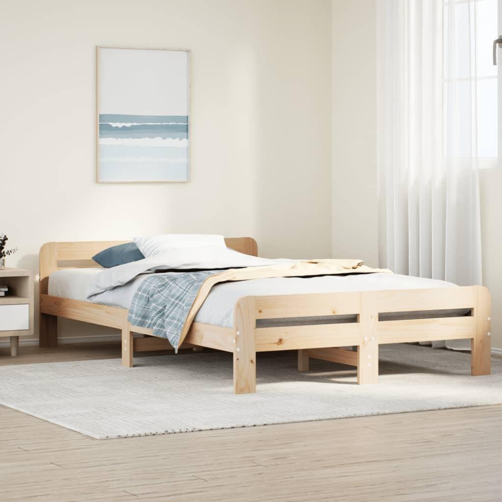 Sengeramme i massivt fyrretræ 120x200 cm - med sengegavl og lamelbund