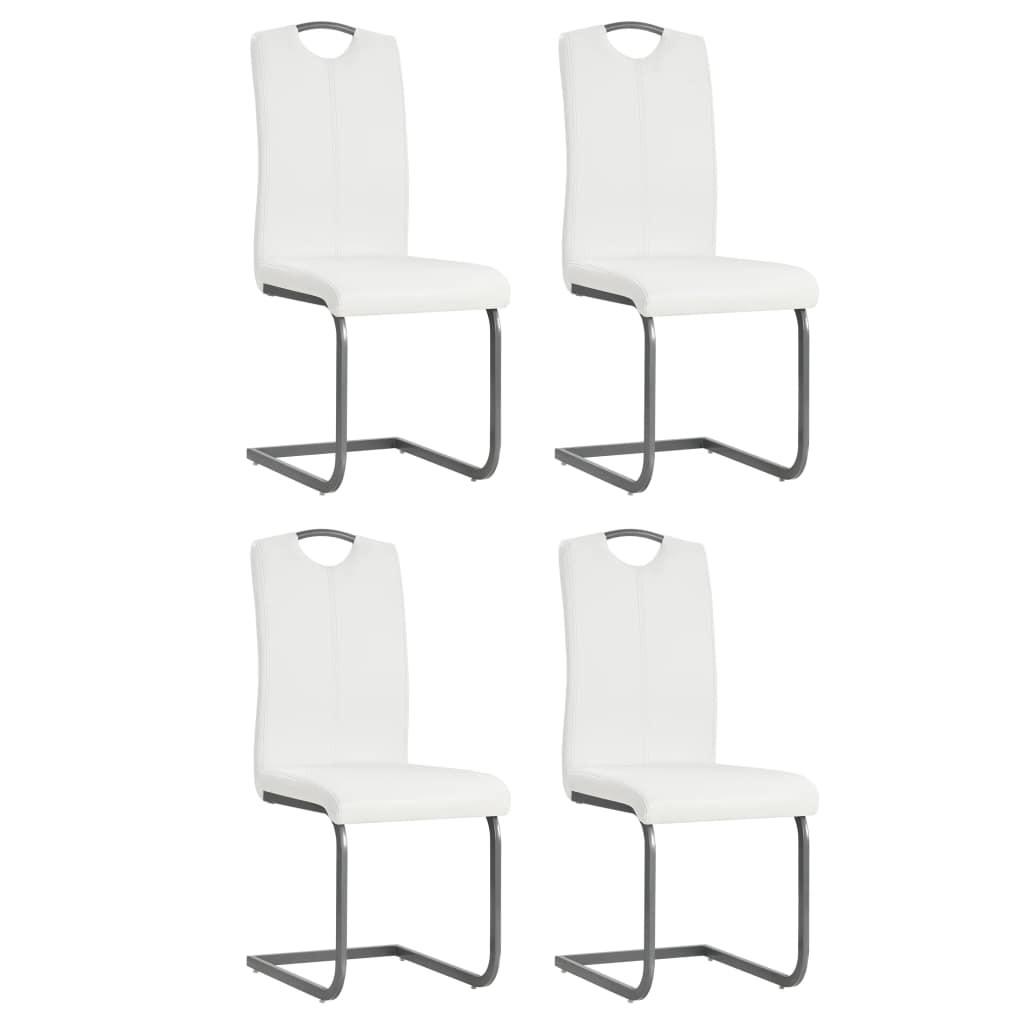 Spisebordsstole med cantilever 4 stk. kunstlæder hvid