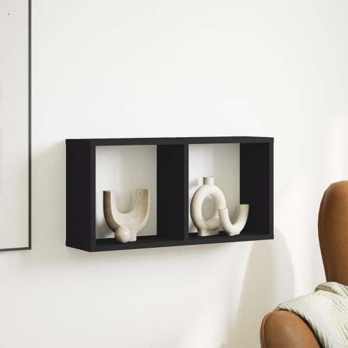 Vægskab 60 × 16 × 30 cm i konstrueret træ - sort