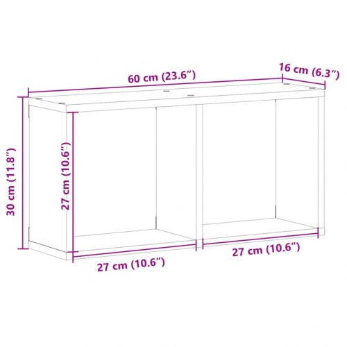 Vægskab 60 × 16 × 30 cm i konstrueret træ - sort