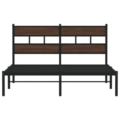 Sengeramme med sengegavl 137 x 190 cm - brunt egetræ