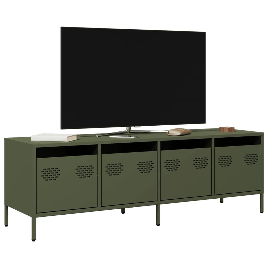 Tv-bord i koldvalset stål 135×39×43,5 cm - olivengrøn
