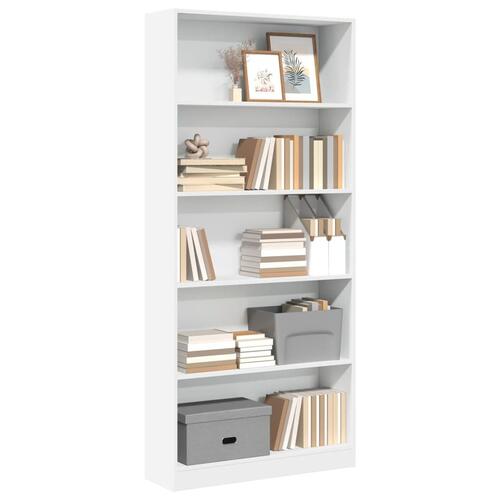 Bogreol 80x24x176 cm konstrueret træ hvid