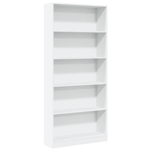 Bogreol 80x24x176 cm konstrueret træ hvid