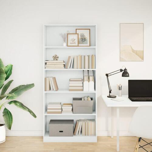 Bogreol 80x24x176 cm konstrueret træ hvid