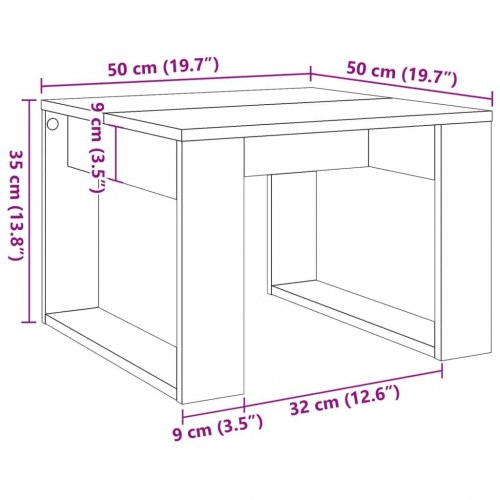 Sidebord 50×50×35 cm i konstrueret træ - kunsteg