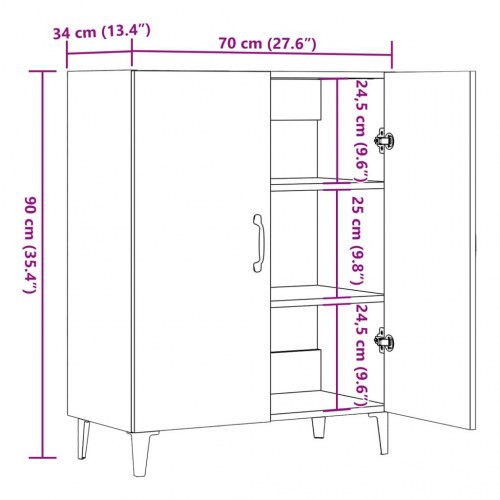 Skab/skænk 70×34×90 cm i konstrueret træ - antikt træ