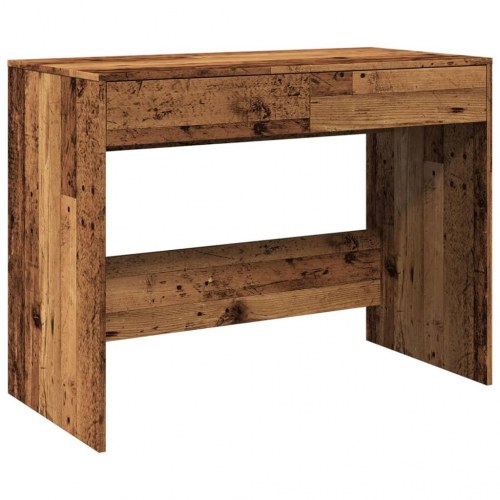 Skrivebord 101×50×76,5 cm i konstrueret træ - antikt trælook, med 2 skuffer
