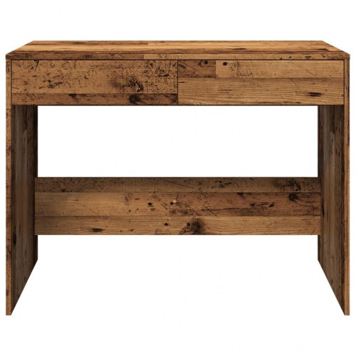 Skrivebord 101×50×76,5 cm i konstrueret træ - antikt trælook, med 2 skuffer