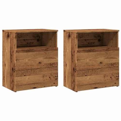 Sengeborde 2 stk. - 50×32×60 cm i konstrueret træ, gammelt trælook