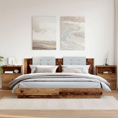 Sengeborde 2 stk. - 50×32×60 cm i konstrueret træ, gammelt trælook