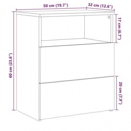 Sengeborde 2 stk. - 50×32×60 cm i konstrueret træ, gammelt trælook